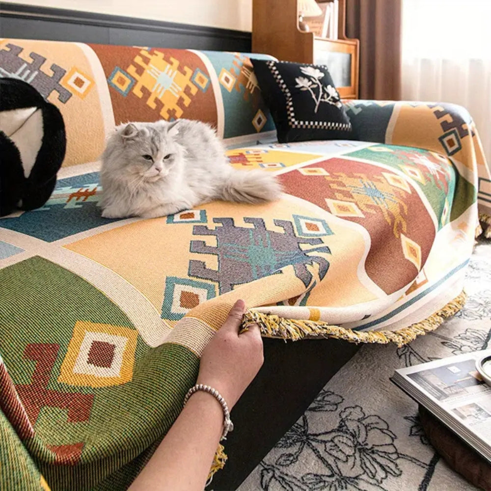 Grove Tribal Sofa Cover - Soft Microfiber, Anti-Slip Design 3
