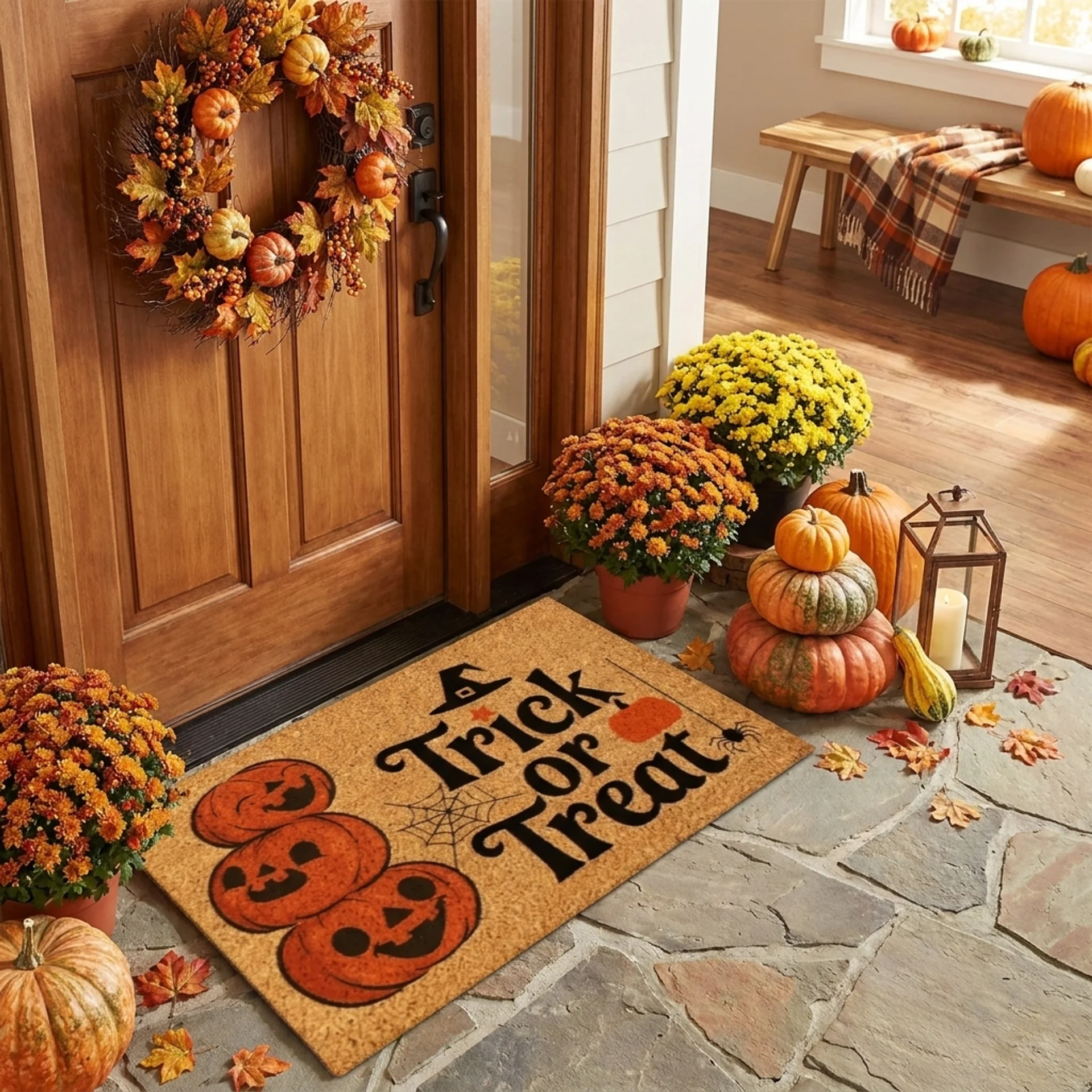 Hailey Halloween Doormat - Weather-Resistant Synthetic Fiber, Non-Slip Welcome Mat for Indoor and Outdoor Use 2