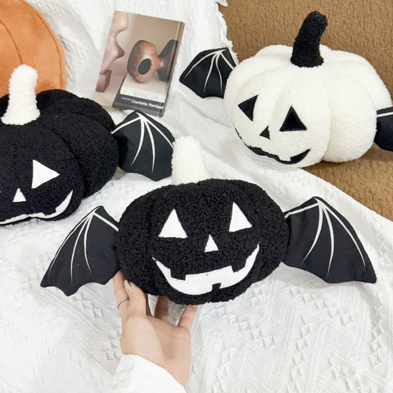 Hallowen Decorative Pillow - Plush Fleece, Black White Bat Wings 5