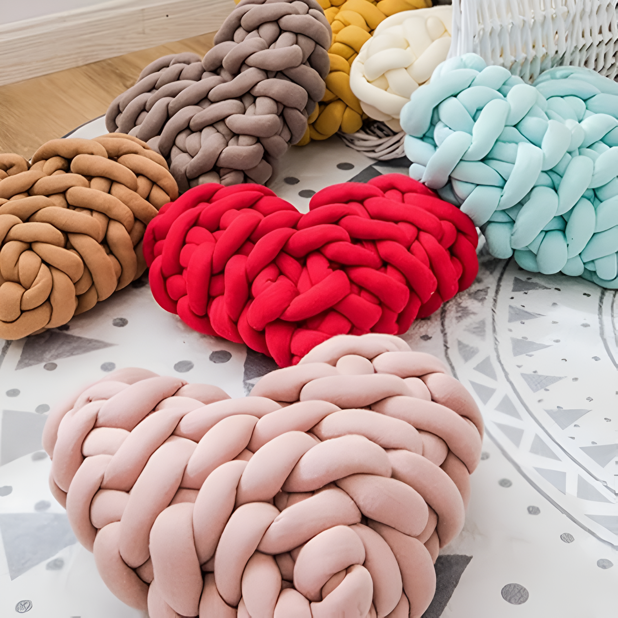 Harmony Heart Cushion - Handmade Cotton, Plush Design 3