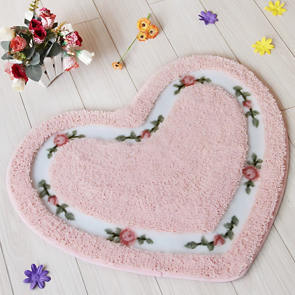 Haven Bath Mat - Heart-Shaped Soft Microfiber, Non-Slip Design 0