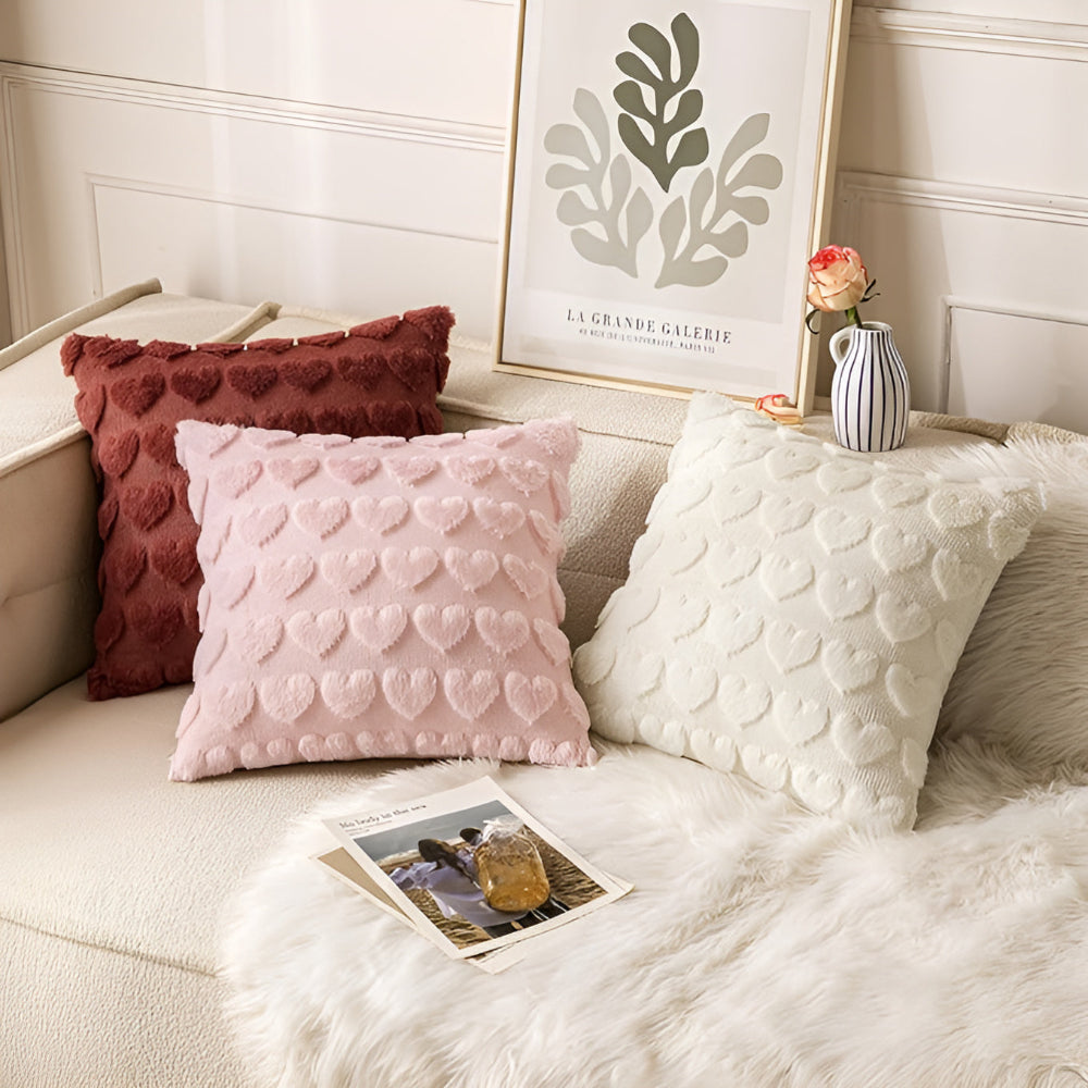 Haven Cushion Cover - Soft Microfiber, Heart Design for Sofa 1