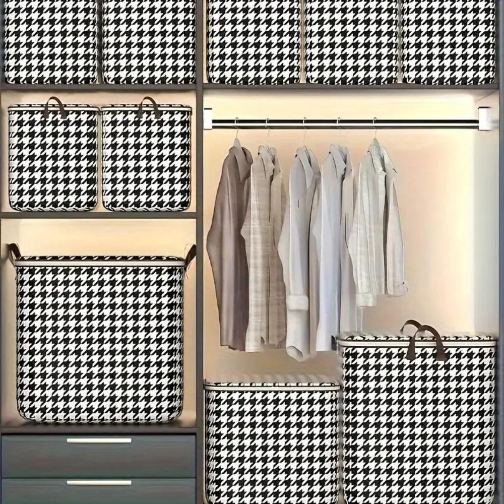 Haven Storage Box - Durable Houndstooth Collapsible Container 7