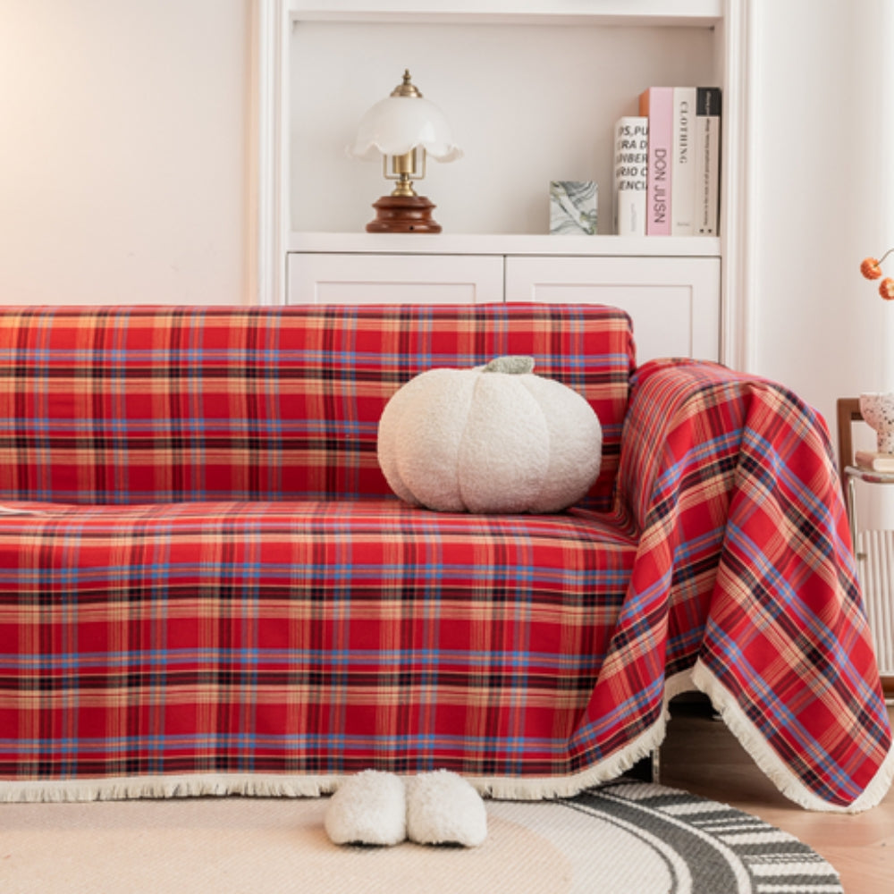 Hearthline Sofa Cover - Microfiber Blend, Stylish Plaid Design 11