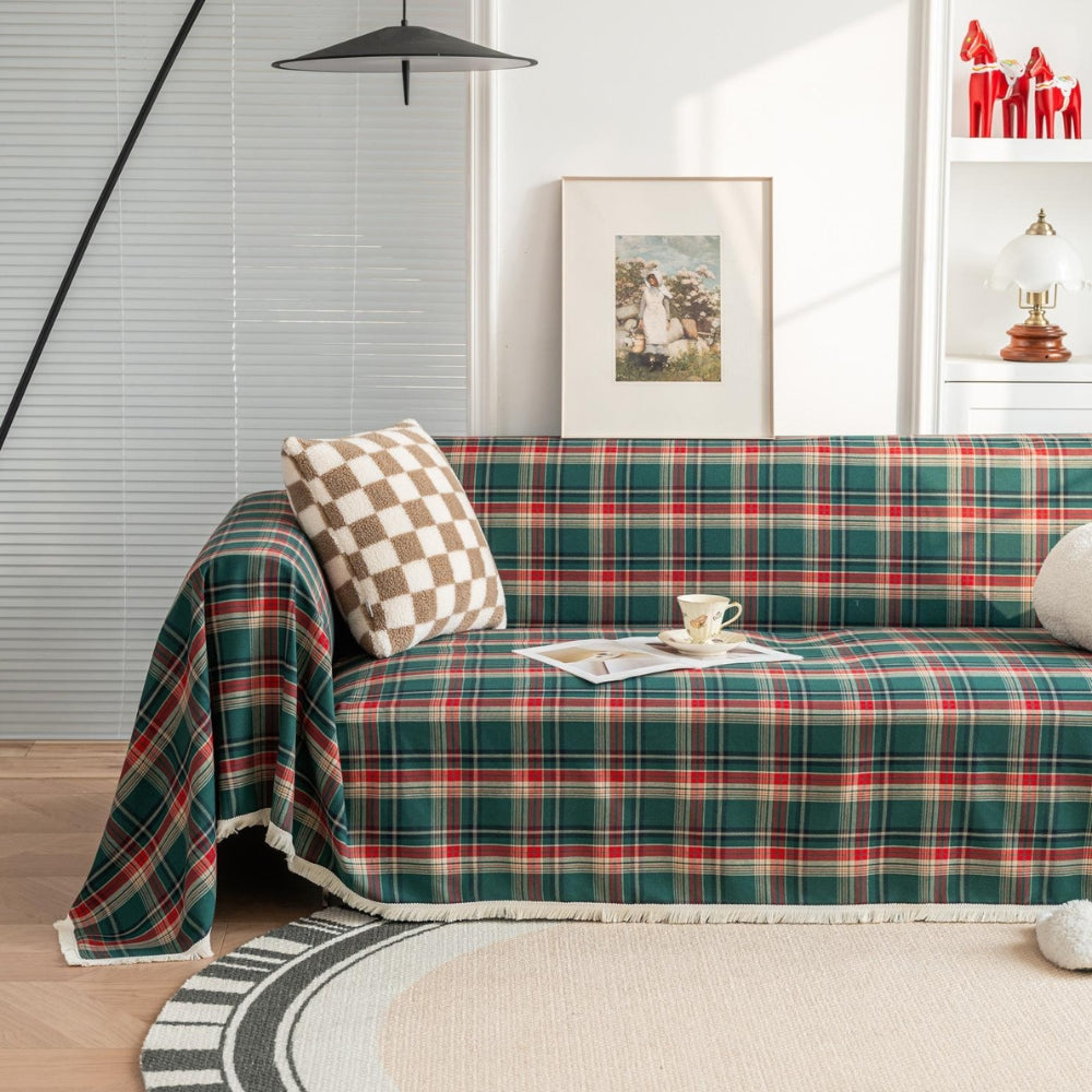 Hearthline Sofa Cover - Microfiber Blend, Stylish Plaid Design 6