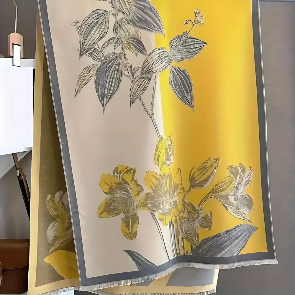 Iris Floral Scarf - Soft Thick Microfiber, Elegant Design for Women 1