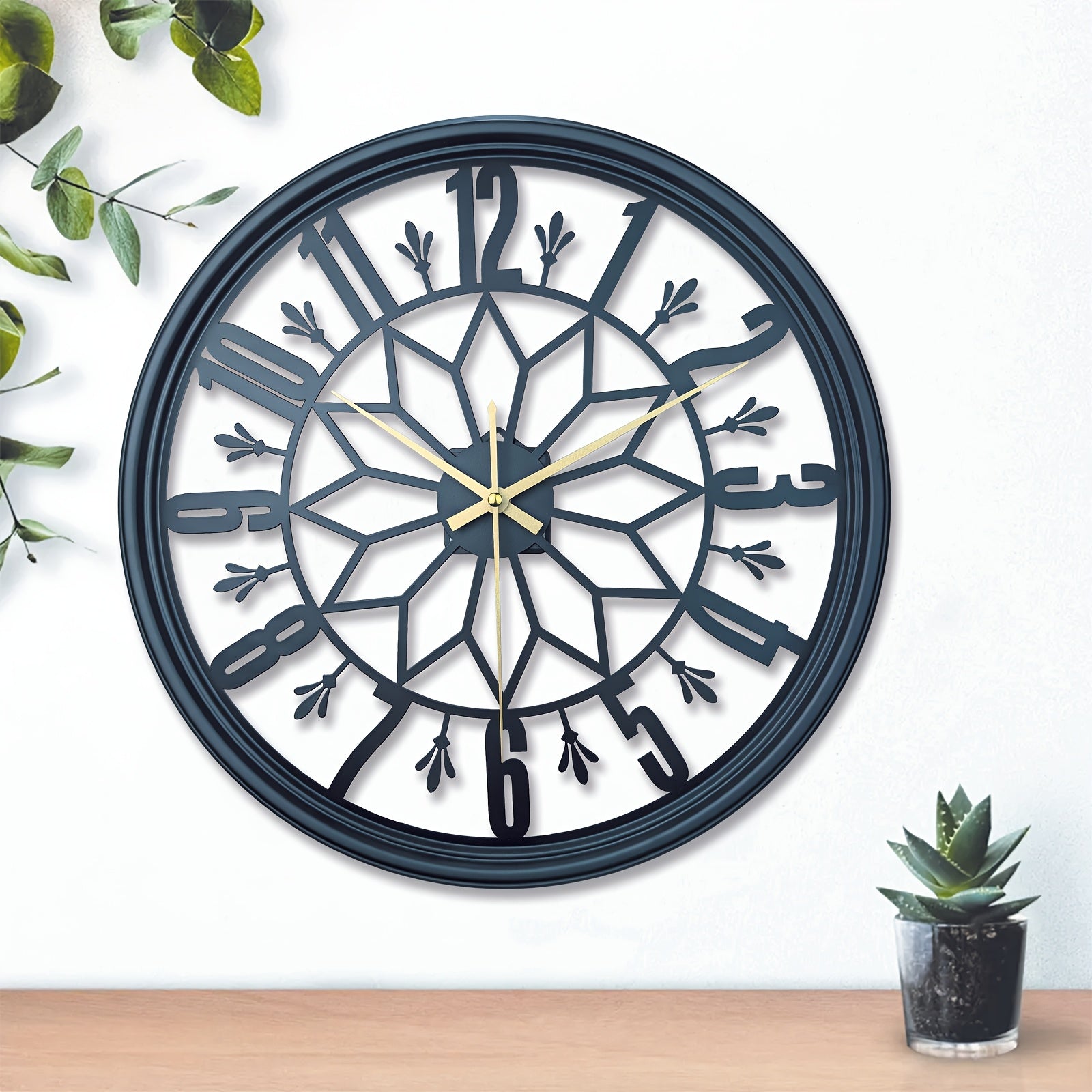 Ivy Vintage Wall Clock - Handcrafted Metal, Silent Movement Decor 0