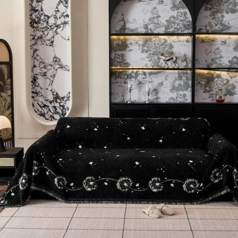 Jasmine Sofa Cover - Soft Microfiber, Japandi Dandelion Print 6