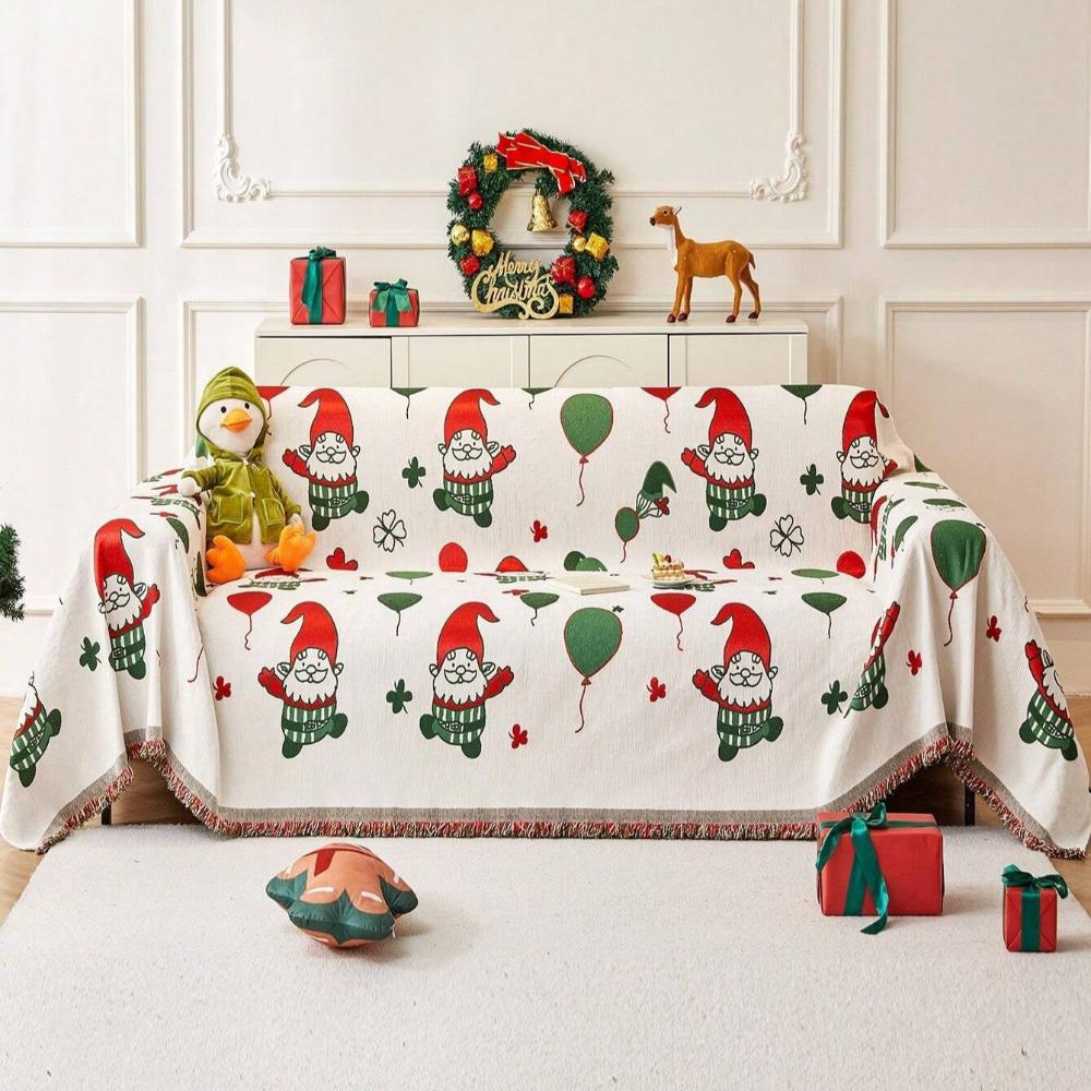 Jovial Gnome Couch Cover - Thickened Fabric, Festive Design 0