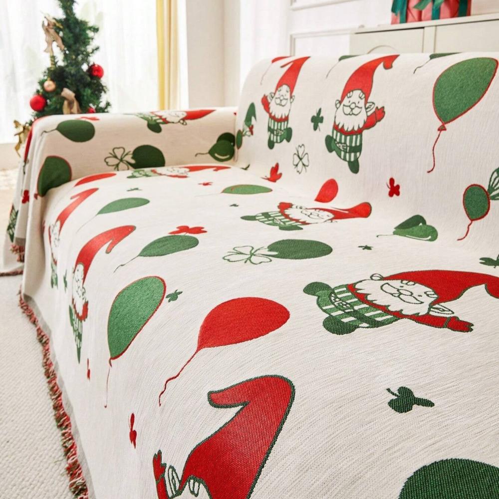 Jovial Gnome Couch Cover - Thickened Fabric, Festive Design 1