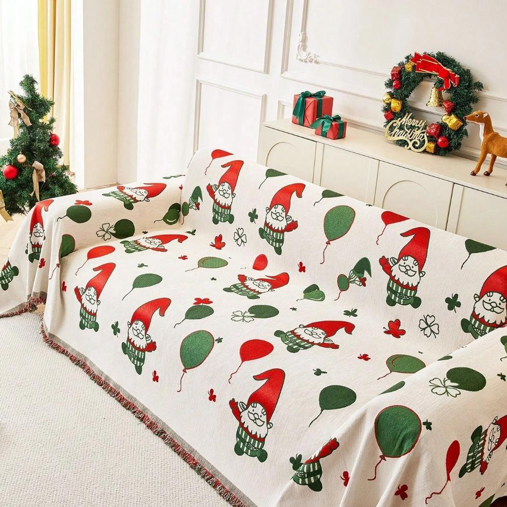 Jovial Gnome Couch Cover - Thickened Fabric, Festive Design 3