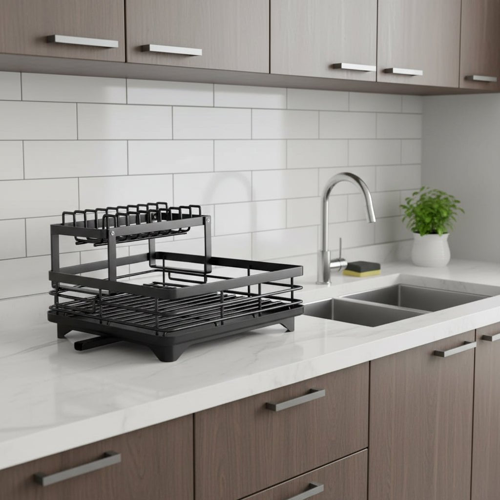 Kinetic Dish Rack - Stainless Steel, Foldable Space-Saving Design 1