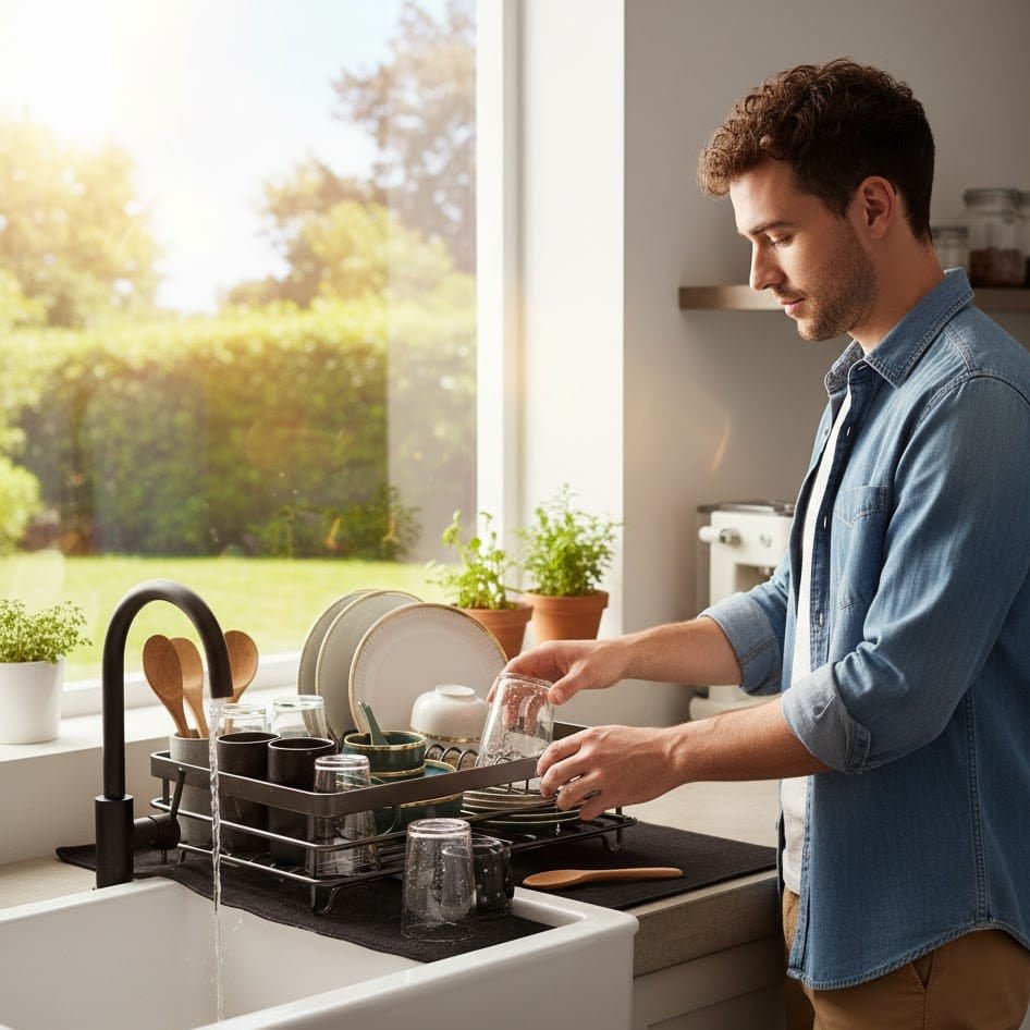 Kinetic Dish Rack - Stainless Steel, Foldable Space-Saving Design 2
