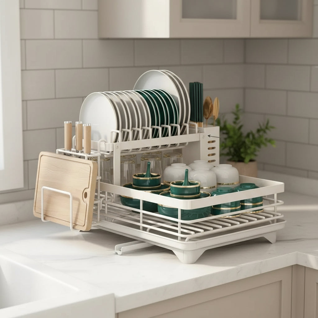 Kinetic Dish Rack - Stainless Steel, Foldable Space-Saving Design 3