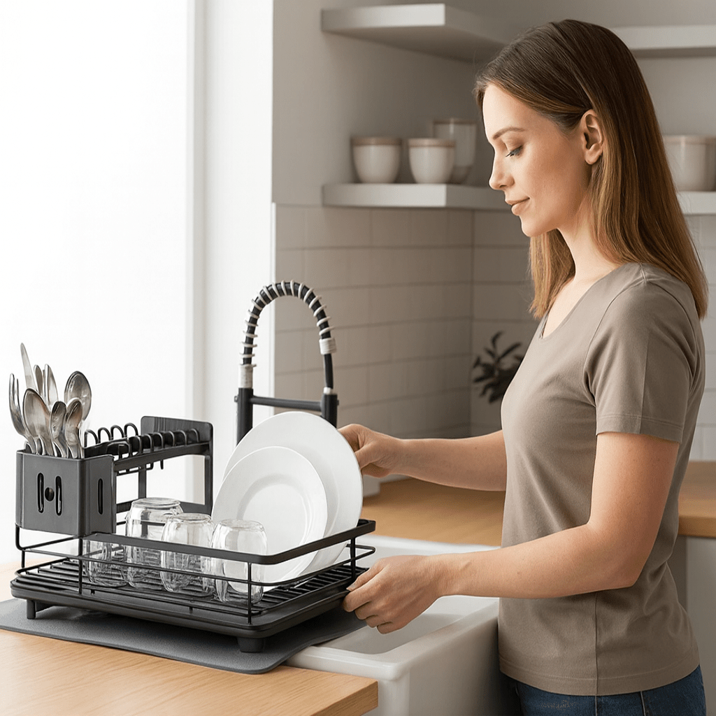 Kinetic Dish Rack - Stainless Steel, Foldable Space-Saving Design 4