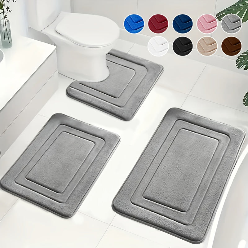 Liora Bath Mat Set - Memory Foam, Non-Slip 3-Piece 1