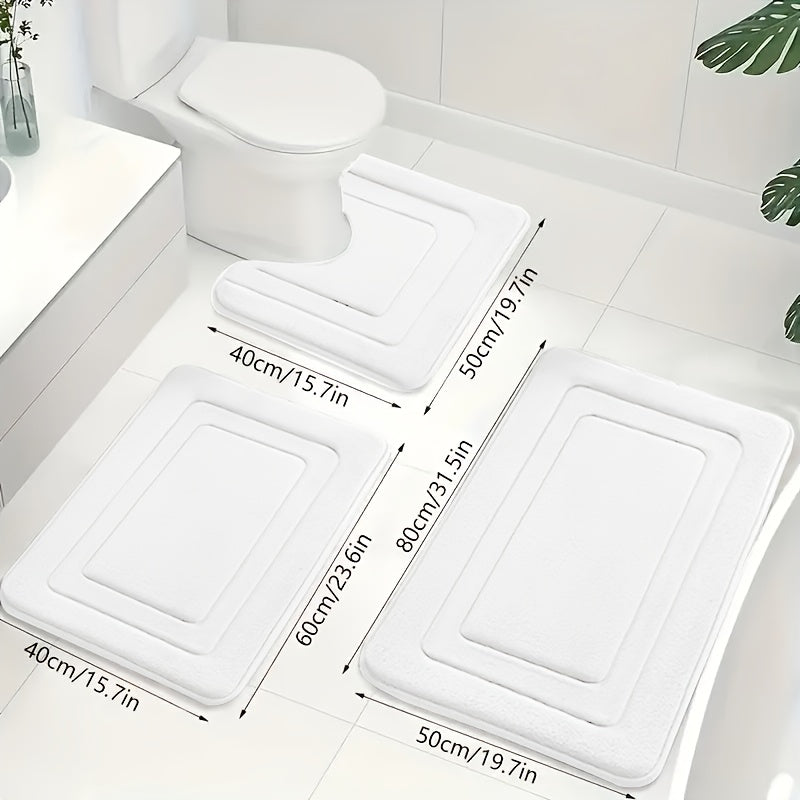 Liora Bath Mat Set - Memory Foam, Non-Slip 3-Piece 12