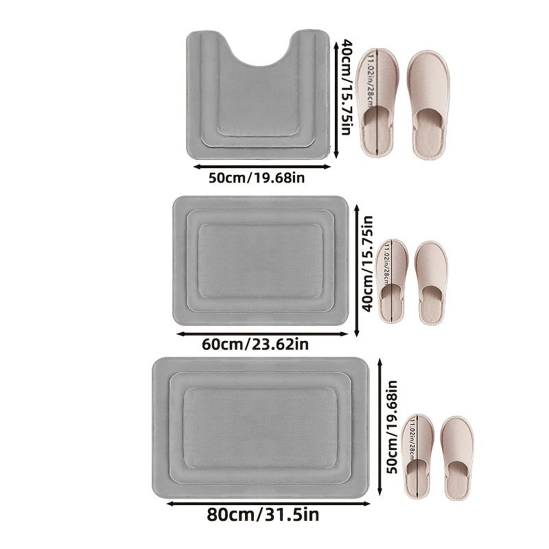 Liora Bath Mat Set - Memory Foam, Non-Slip 3-Piece 3