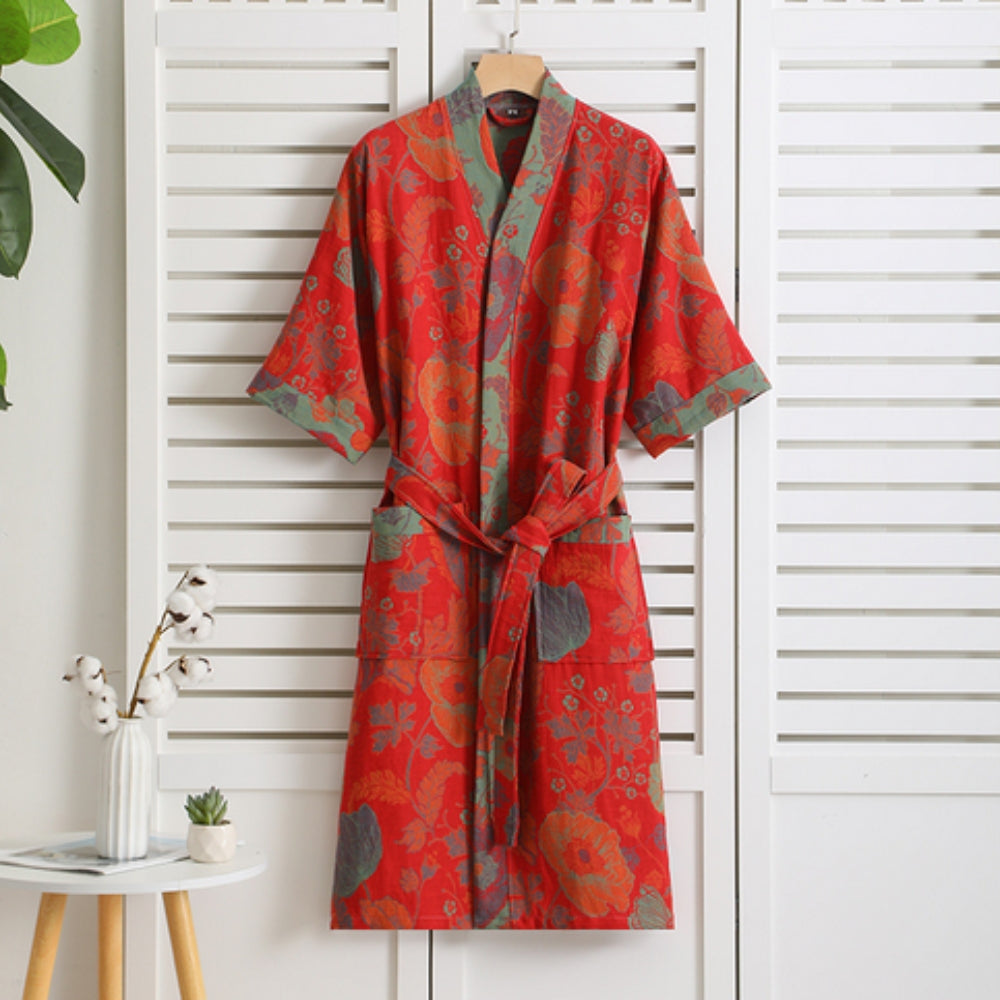 Liora Bathrobe - Lightweight Cotton, Vintage Print Dressing Gown 2