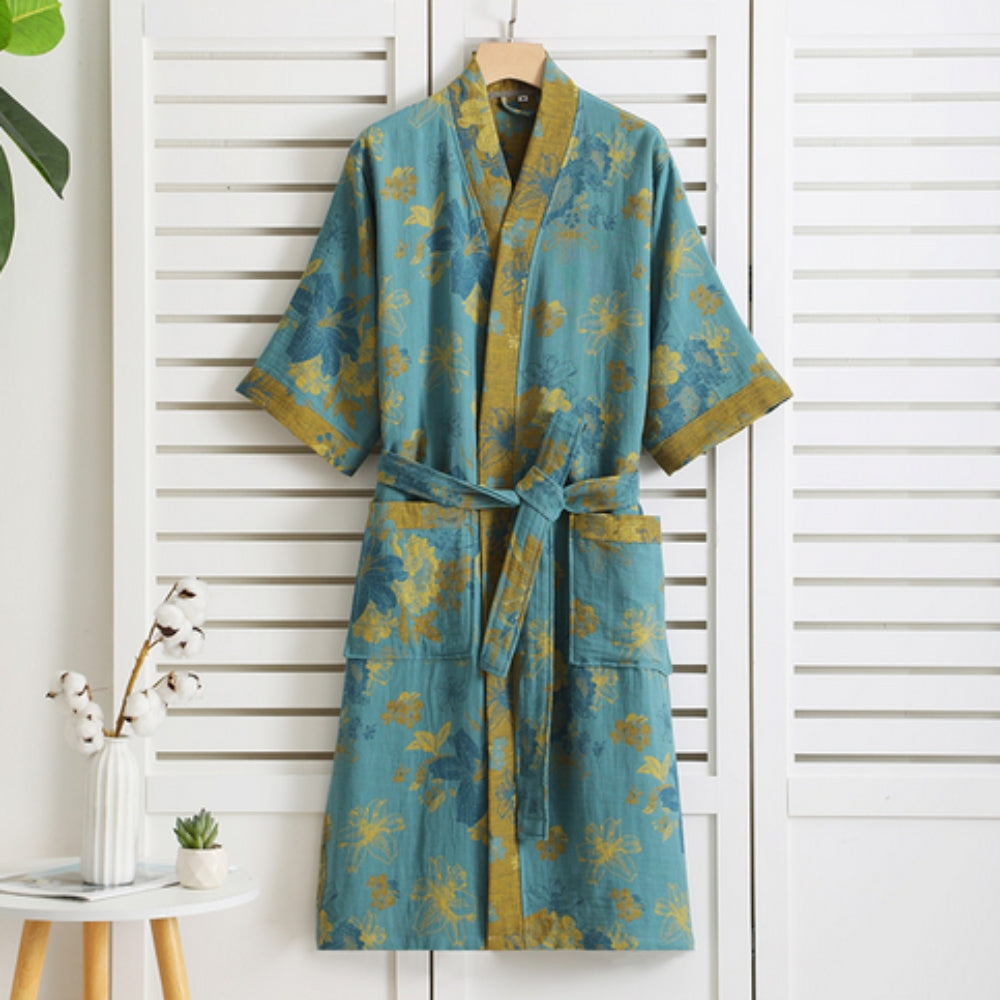 Liora Bathrobe - Lightweight Cotton, Vintage Print Dressing Gown 3