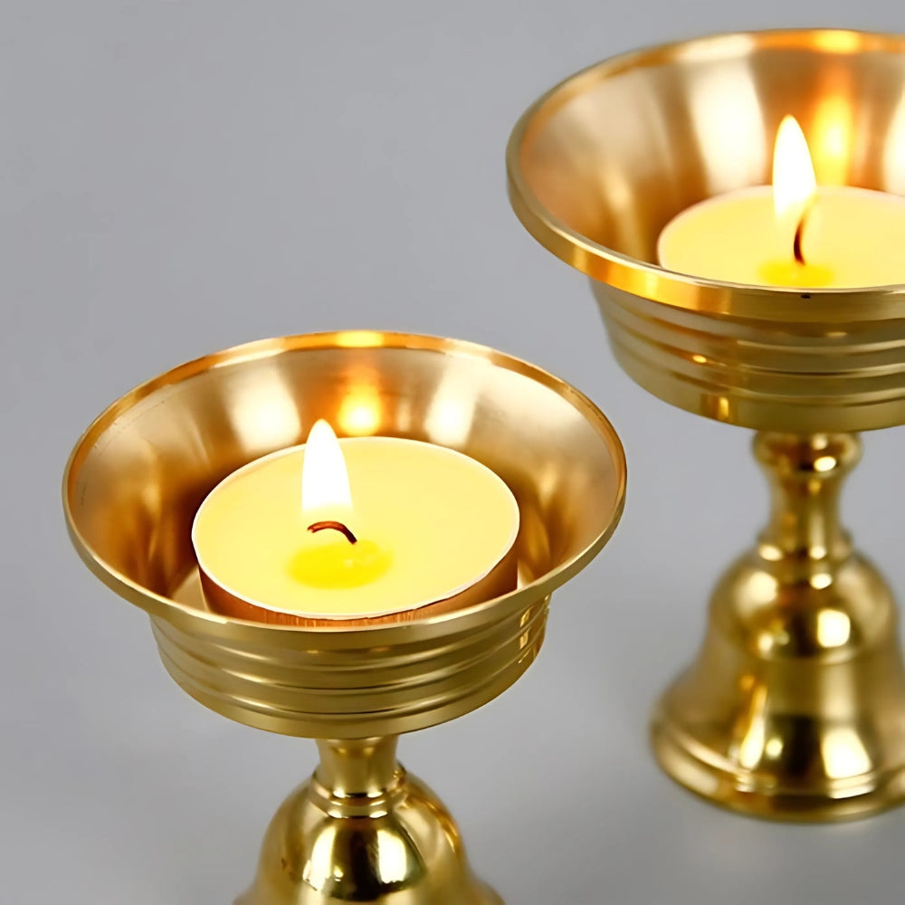 Liora Candle Holder - Vintage Copper Finish, Pedestal Base 1