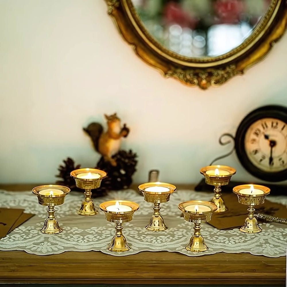 Liora Candle Holder - Vintage Copper Finish, Pedestal Base 5