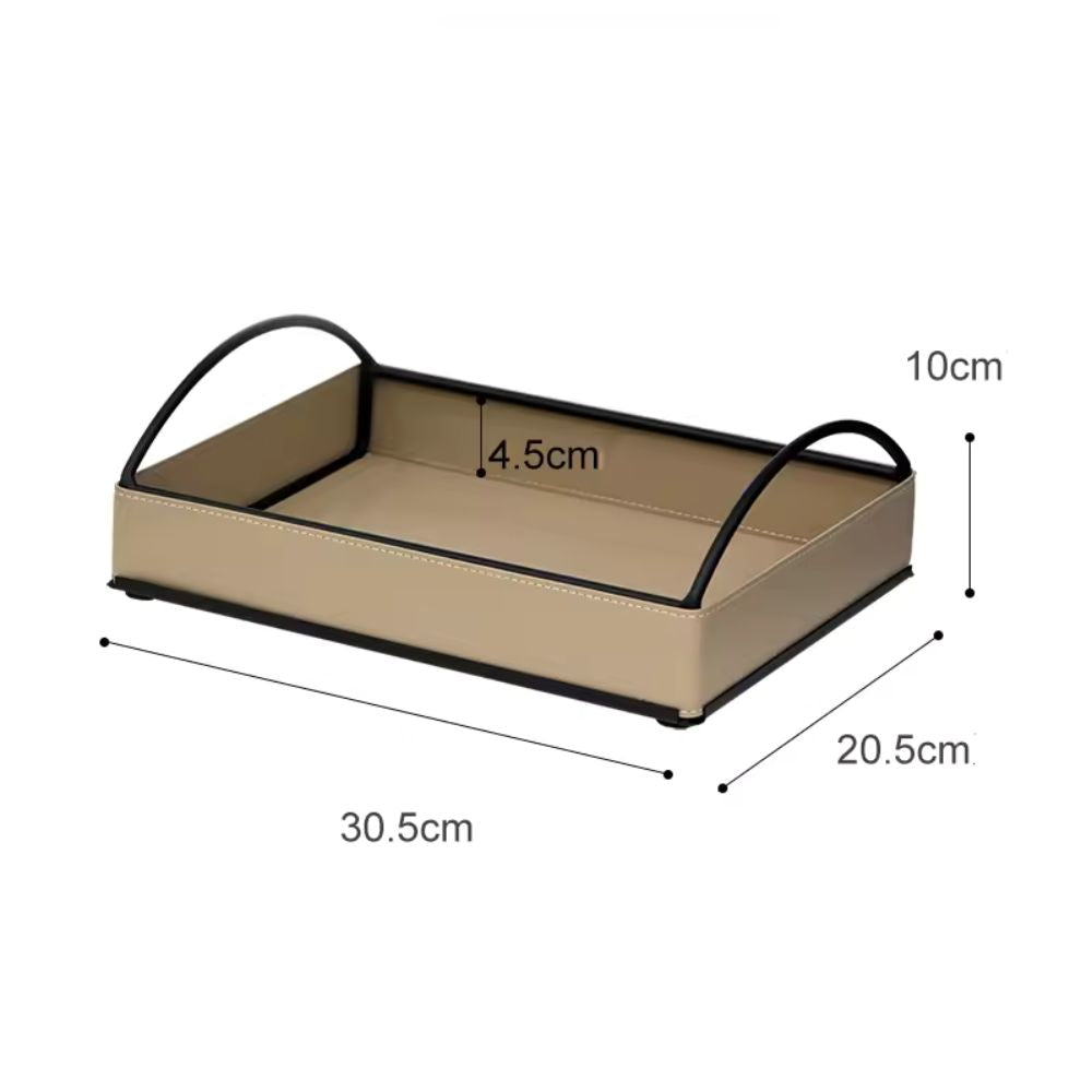Liora Display Tray - Faux Leather, Built-In Handles 0
