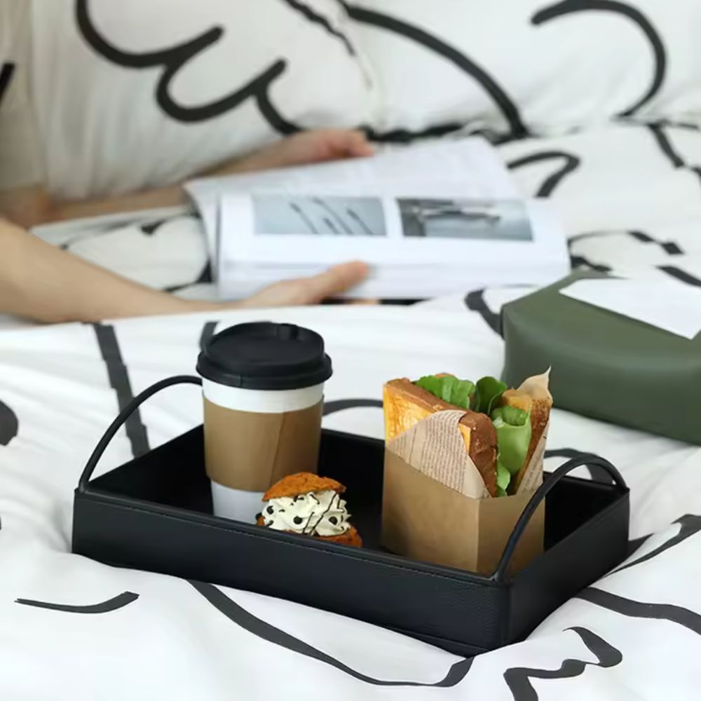 Liora Display Tray - Faux Leather, Built-In Handles 2