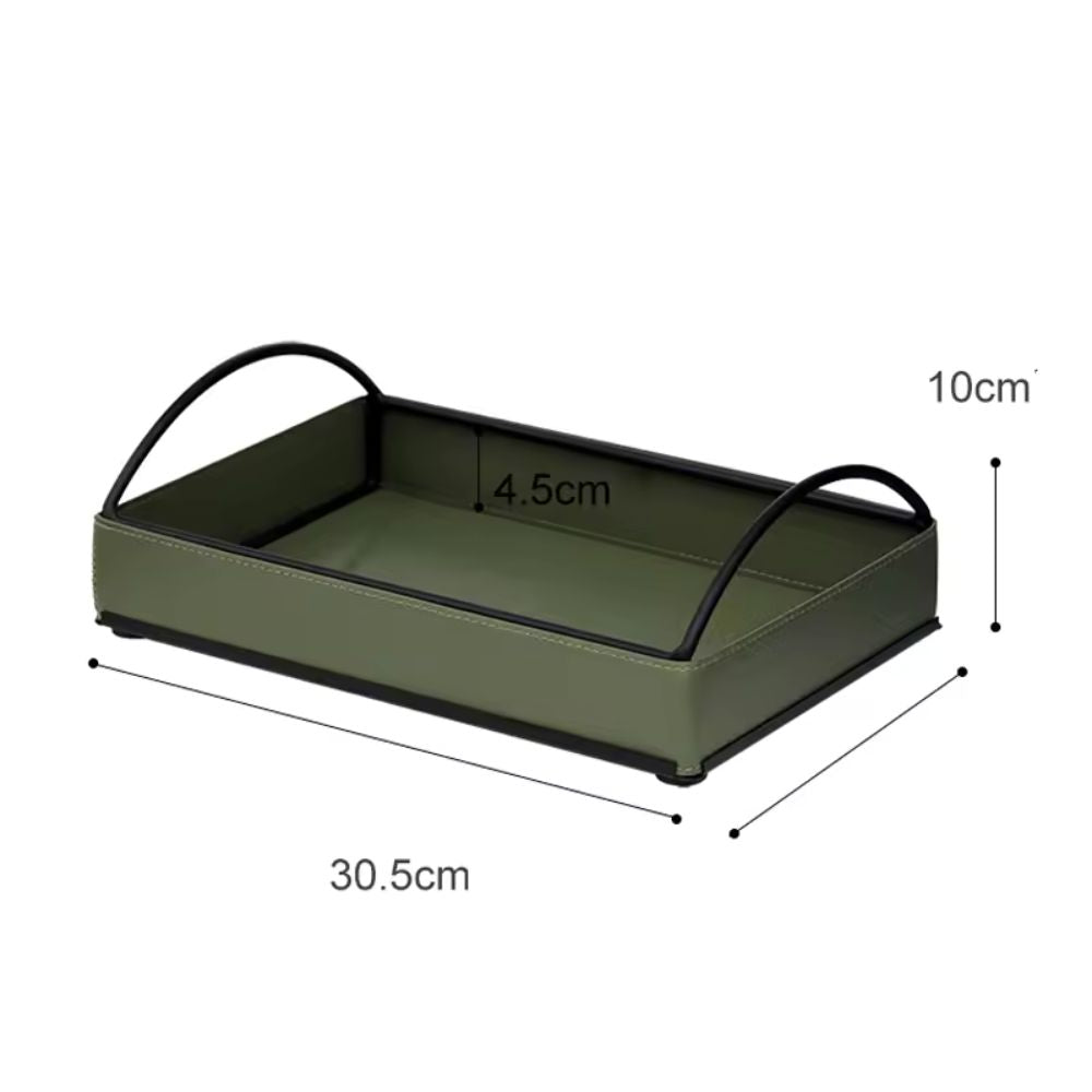 Liora Display Tray - Faux Leather, Built-In Handles 8