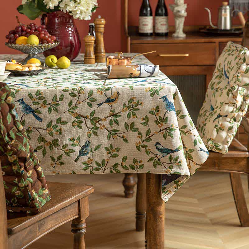 Liora Heritage Tablecloth - Floral and Bird Pattern, Machine Washable Polyester 1