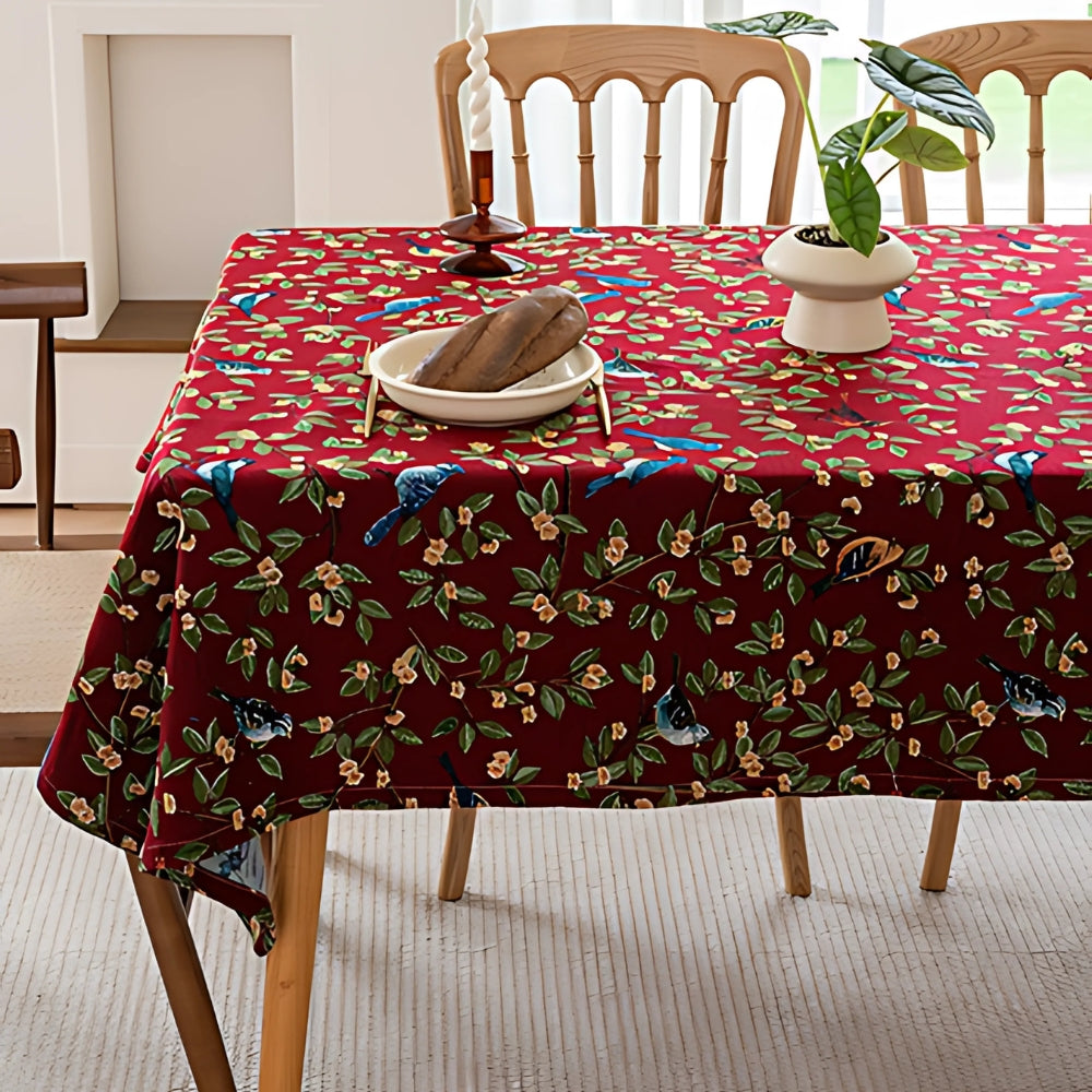 Liora Heritage Tablecloth - Floral and Bird Pattern, Machine Washable Polyester 2