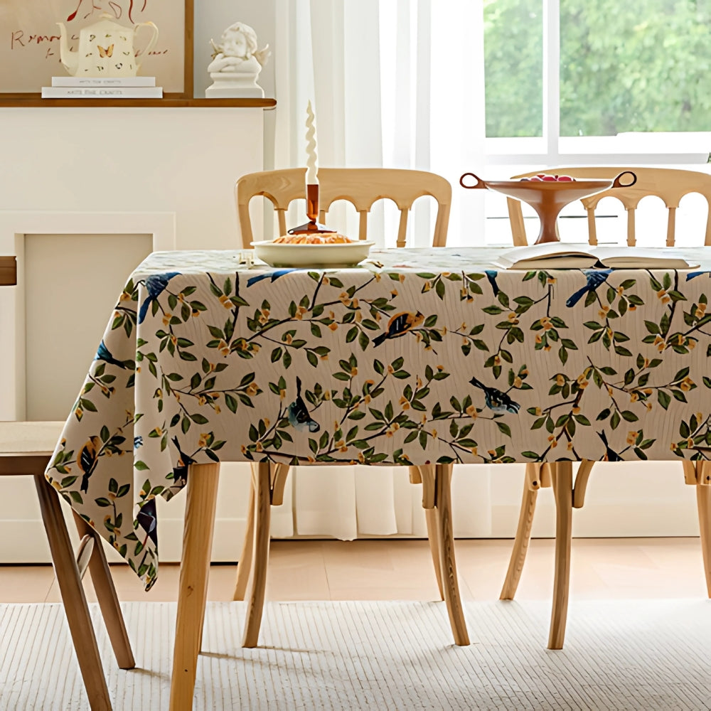 Liora Heritage Tablecloth - Floral and Bird Pattern, Machine Washable Polyester 3