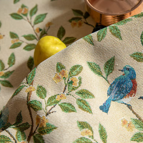 Liora Heritage Tablecloth - Floral and Bird Pattern, Machine Washable Polyester 4