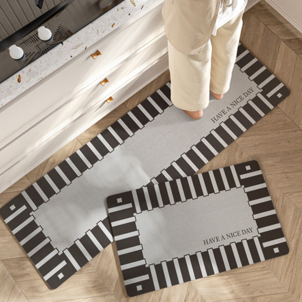 Liora Kitchen Mat - Washable Microfiber, Floral Stripe Pattern 3