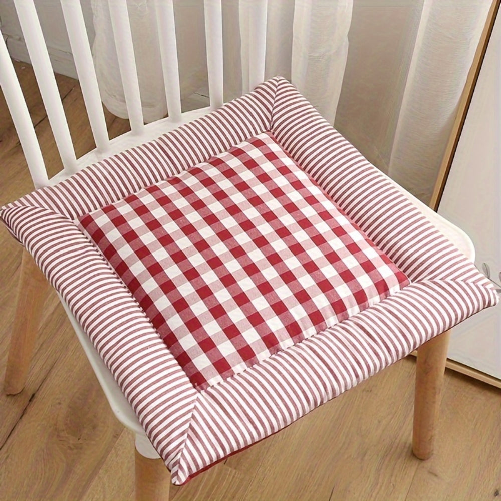 Liora Seat Cushion - Cotton Checkered, Comfortable Support for Dining Chairs 1