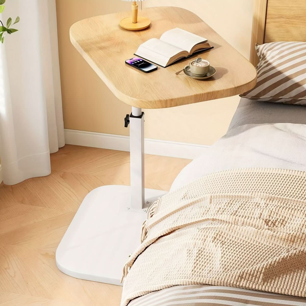 Livelift Adjustable Side Table - Wooden Top, Modern Design for Sofa or Bed 8