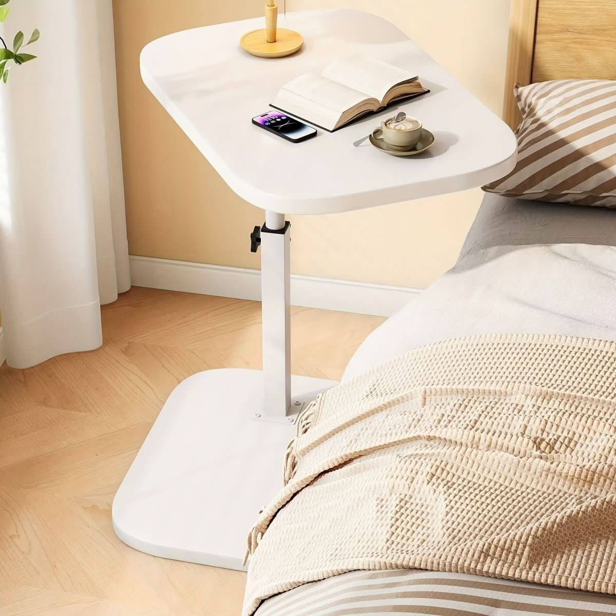 Livelift Adjustable Side Table - Wooden Top, Modern Design for Sofa or Bed 9