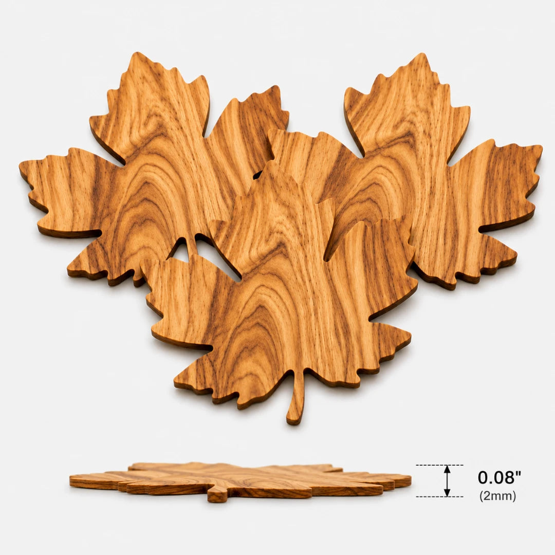 Lorien Coasters for Drinks - Solid Wood, Leaf-Shaped Design, 3-Piece Set 0