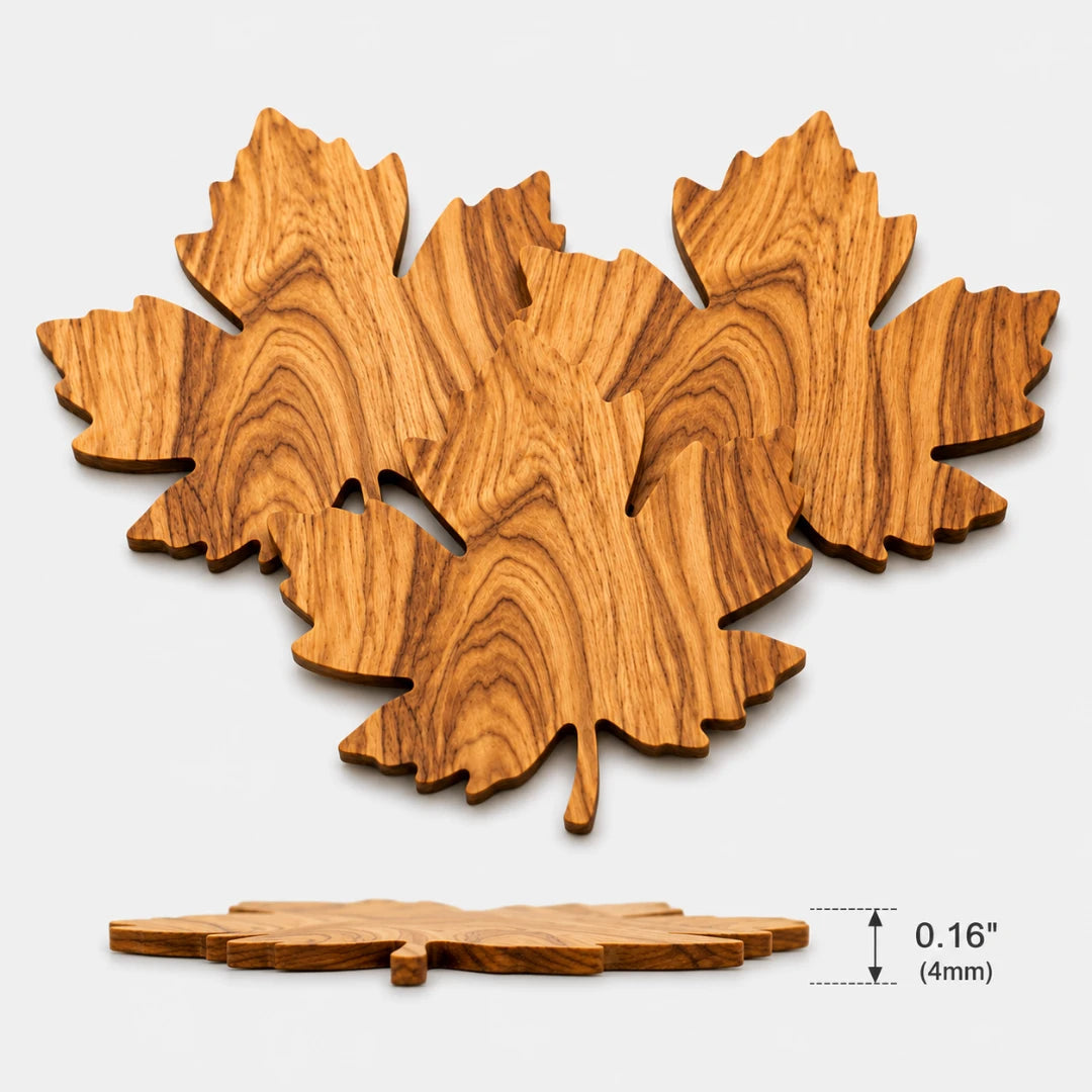 Lorien Coasters for Drinks - Solid Wood, Leaf-Shaped Design, 3-Piece Set 5