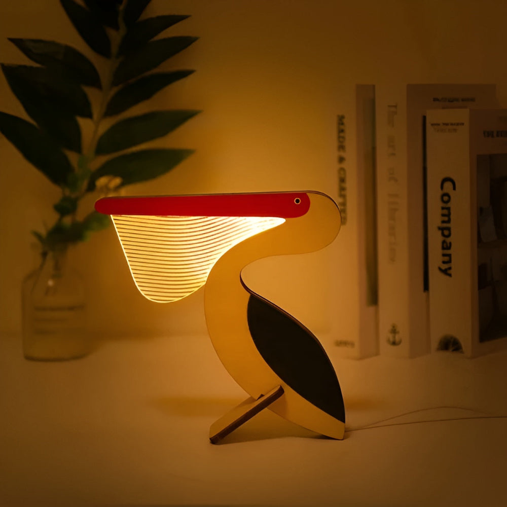 LumoKids Table Lamp - Wooden LED Night Light, Adorable Animal Motif for Bedside Use 2