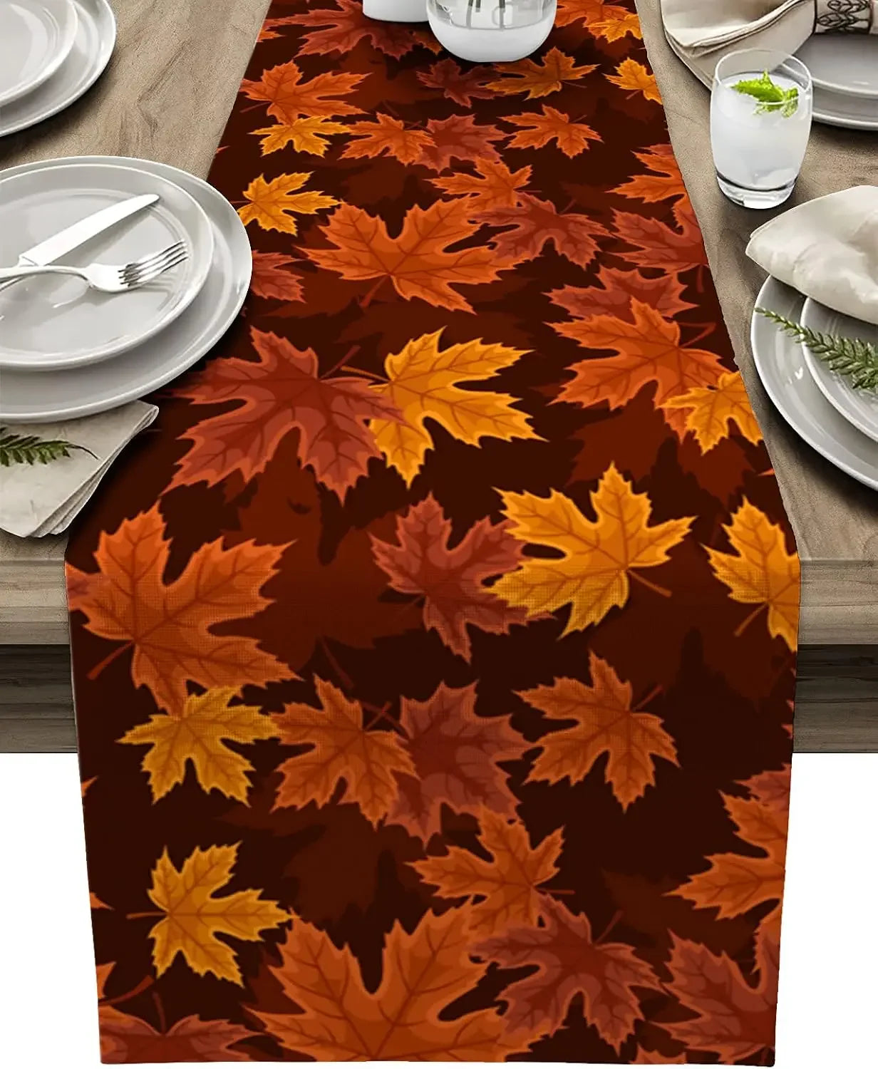 Luna Fall Table Runner - 100% Pure Linen, Rustic Beige 0