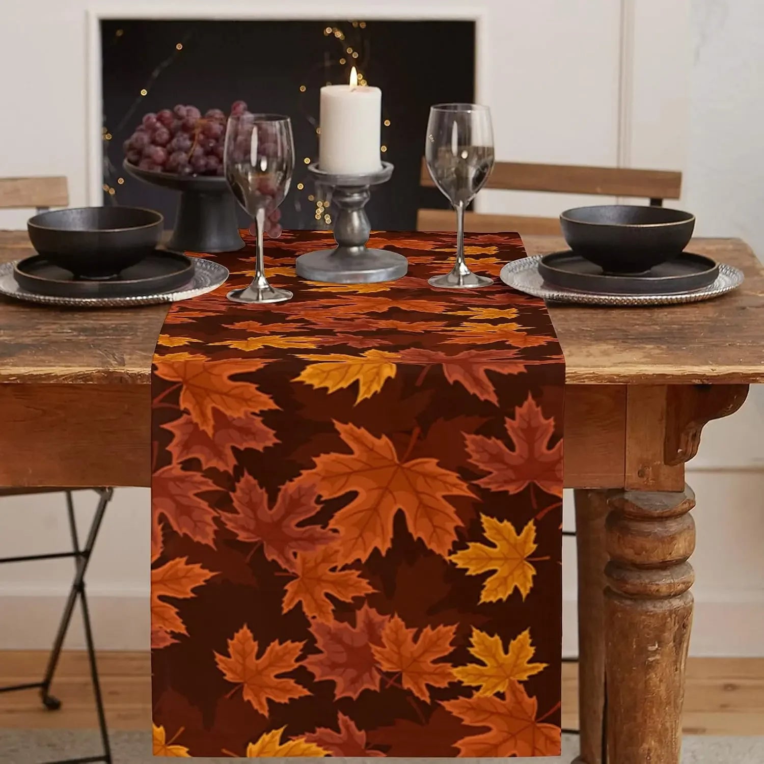 Luna Fall Table Runner - 100% Pure Linen, Rustic Beige 1