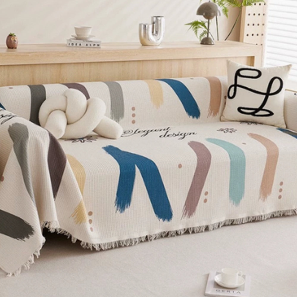 Luna Sofa Cover - Cotton-Microfiber Blend, Pet-Friendly Abstract Design 0
