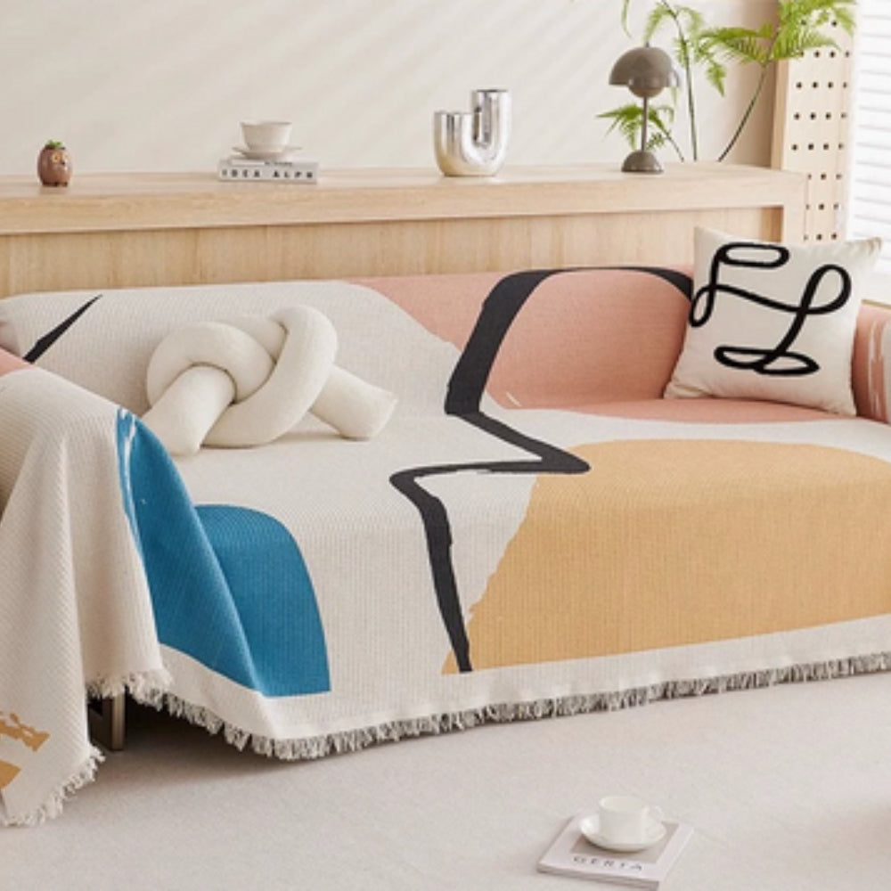 Luna Sofa Cover - Cotton-Microfiber Blend, Pet-Friendly Abstract Design 1