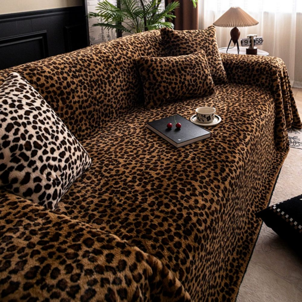 Luna Sofa Cover - Plush Microfiber, Leopard Print 0