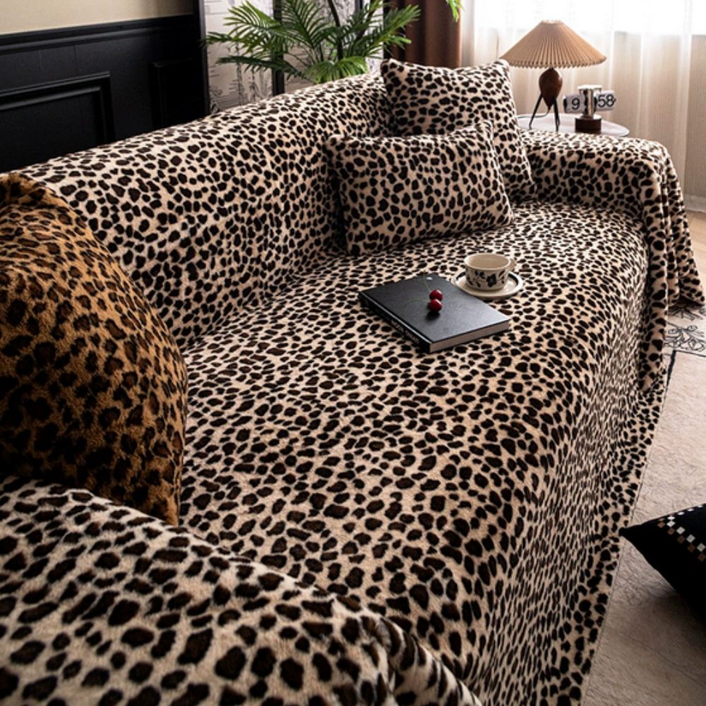 Luna Sofa Cover - Plush Microfiber, Leopard Print 2