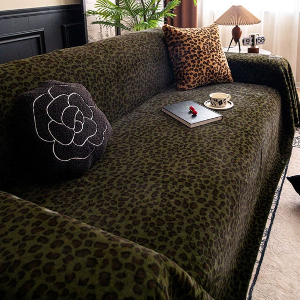 Luna Sofa Cover - Plush Microfiber, Leopard Print 6