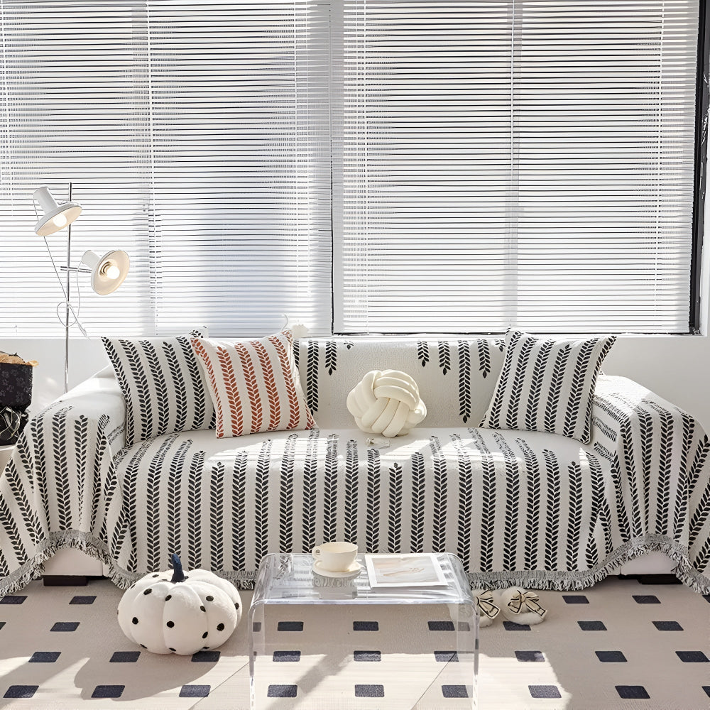 Luna Sofa Cover - Soft Microfiber, Elegant Leaf Design, Pet-Friendly 1