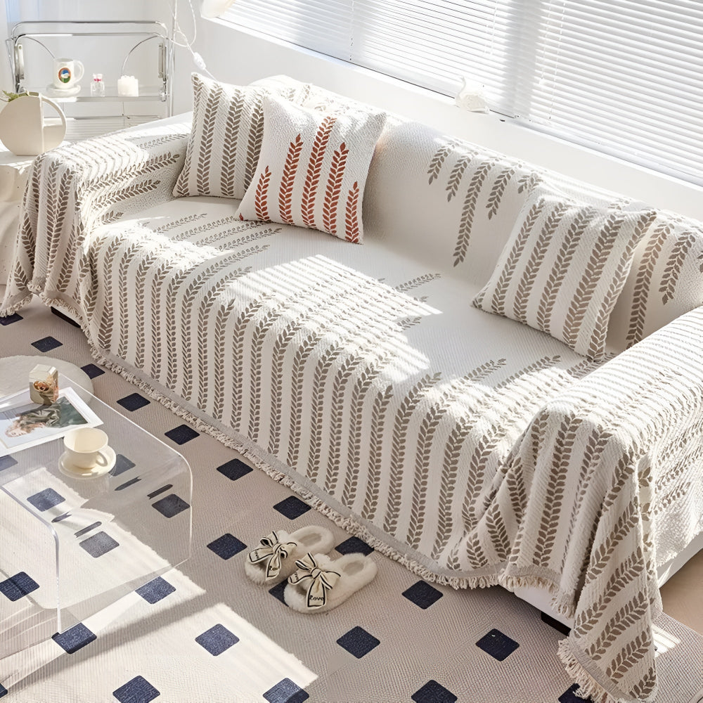 Luna Sofa Cover - Soft Microfiber, Elegant Leaf Design, Pet-Friendly 6