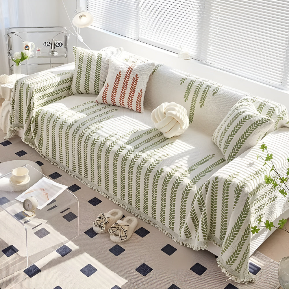 Luna Sofa Cover - Soft Microfiber, Elegant Leaf Design, Pet-Friendly 8